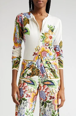 Etro Floral Silk Blend Cardigan Print On White Base at Nordstrom, Us