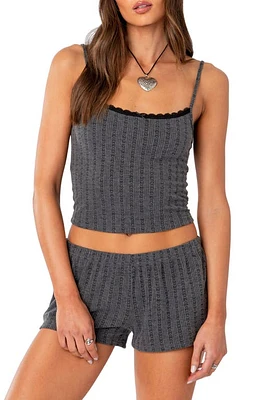 EDIKTED Irene Pointelle Crop Camisole Gray at Nordstrom,