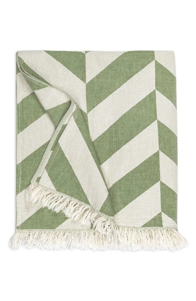 Matouk Paros Chevron Stripe Beach Towel in Grass at Nordstrom