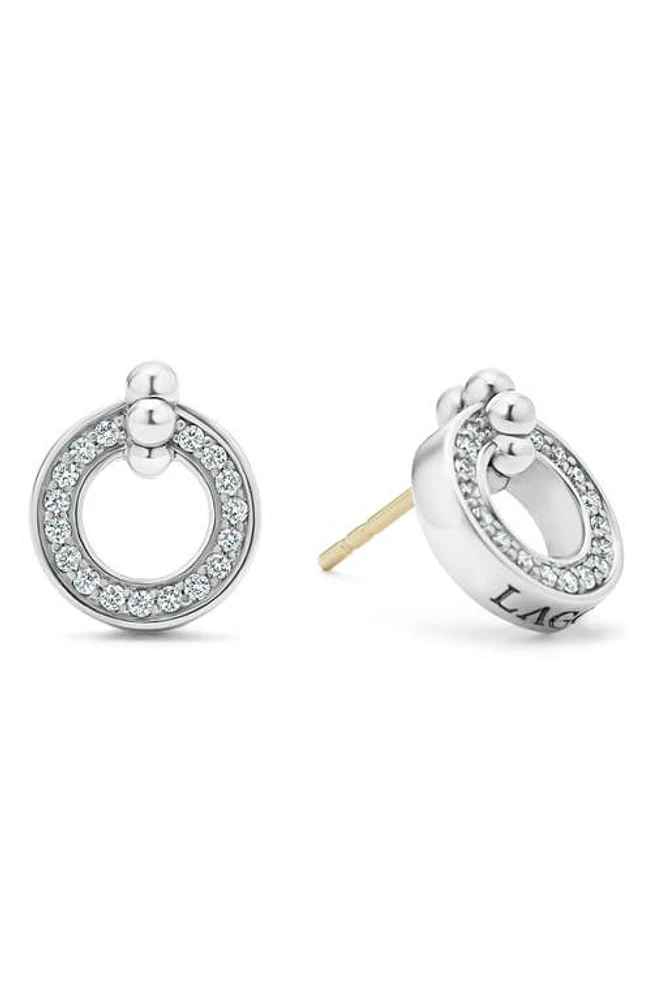 LAGOS Caviar Spark Diamond Open Circle Stud Earrings in Diamond/Silver at Nordstrom