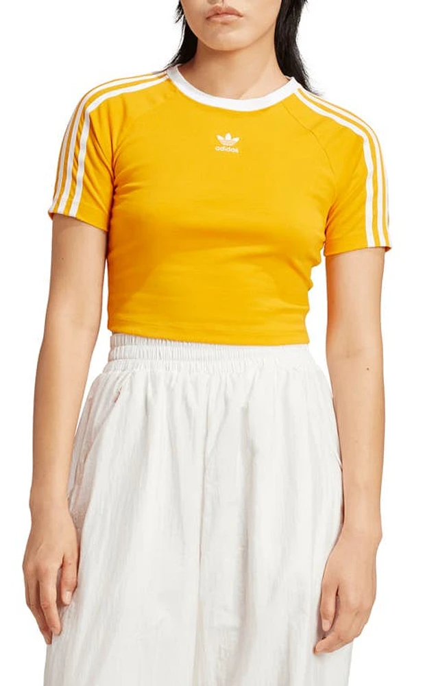 adidas Adicolor 3-Stripes Crop T-Shirt Orange at Nordstrom,