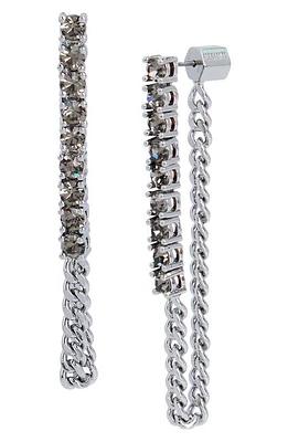 AllSaints Crystal Draped Chain Front/Back Earrings in Crystal/Rhodium at Nordstrom