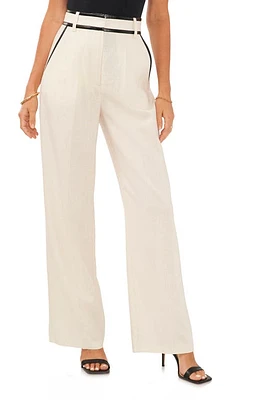 Vince Camuto Pleated High Waist Wide Leg Crepe Trousers Bone at Nordstrom,