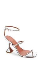 Amina Muaddi Gilda Crystal Strappy Sandal Silver/Crystal at Nordstrom,