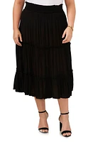 Vince Camuto Tiered Midi Skirt Rich Black at Nordstrom,