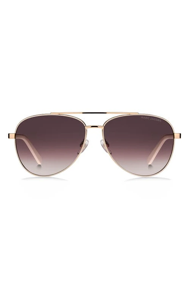 Marc Jacobs 60mm Gradient Aviator Sunglasses in Gold Ivory/Brown Gradient at Nordstrom