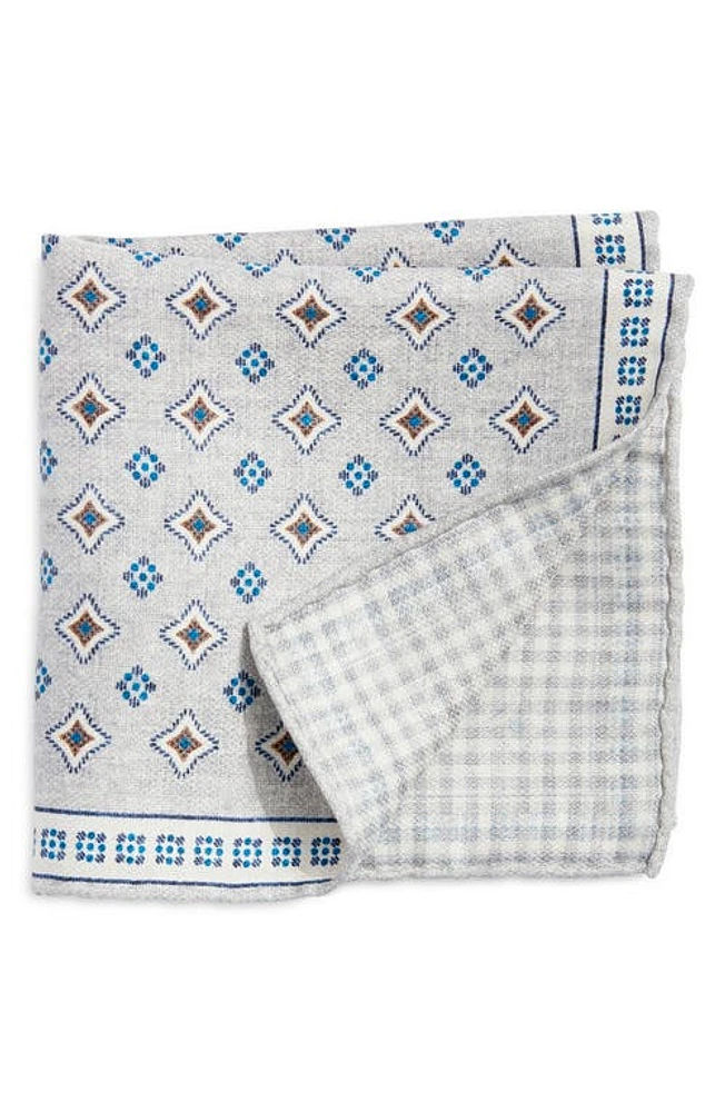 EDWARD ARMAH Neat & Check Prints Reversible Silk Pocket Square in at Nordstrom