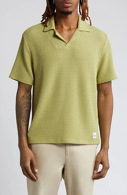 Native Youth Jacquard Johnny Collar Polo Green at Nordstrom,