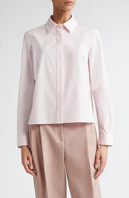 PARTOW Lara Cotton Poplin Crop Button-Up Shirt Blush at Nordstrom,