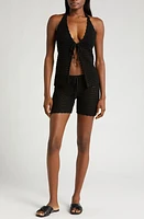 Capittana Nora Open Knit Cover-Up Shorts Black at Nordstrom,