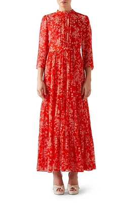 LK Bennett Olivia Floral Tiered Silk Maxi Dress at Nordstrom, Size 8 Us