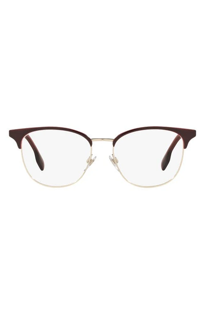 burberry Sophia 52mm Square Optical Glasses in Light Gold/Burgundy at Nordstrom