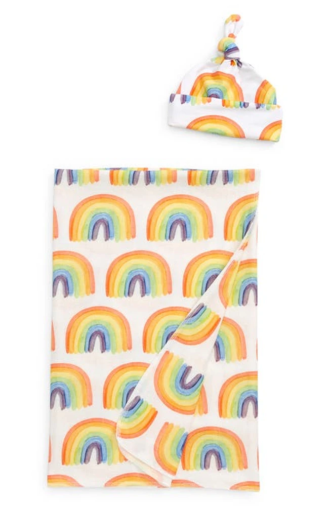 STINA AND MAE Over the Rainbow Hat & Blanket Gift Set in White at Nordstrom