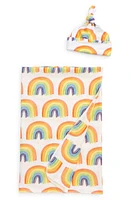 STINA AND MAE Over the Rainbow Hat & Blanket Gift Set in White at Nordstrom