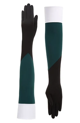 Seymoure Colorblock Opera Gloves in Black Green White at Nordstrom