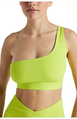 ELECTRIC YOGA Off Shoulder Rib Bra Lime Punch at Nordstrom,