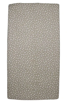 L'Ovedbaby Branch Print Fitted Organic Cotton Crib Sheet in Fawn Leaves at Nordstrom