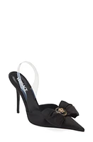 Versace Alia Satin Pointed Toe Slingback Pump Black/Versace Gold at Nordstrom,