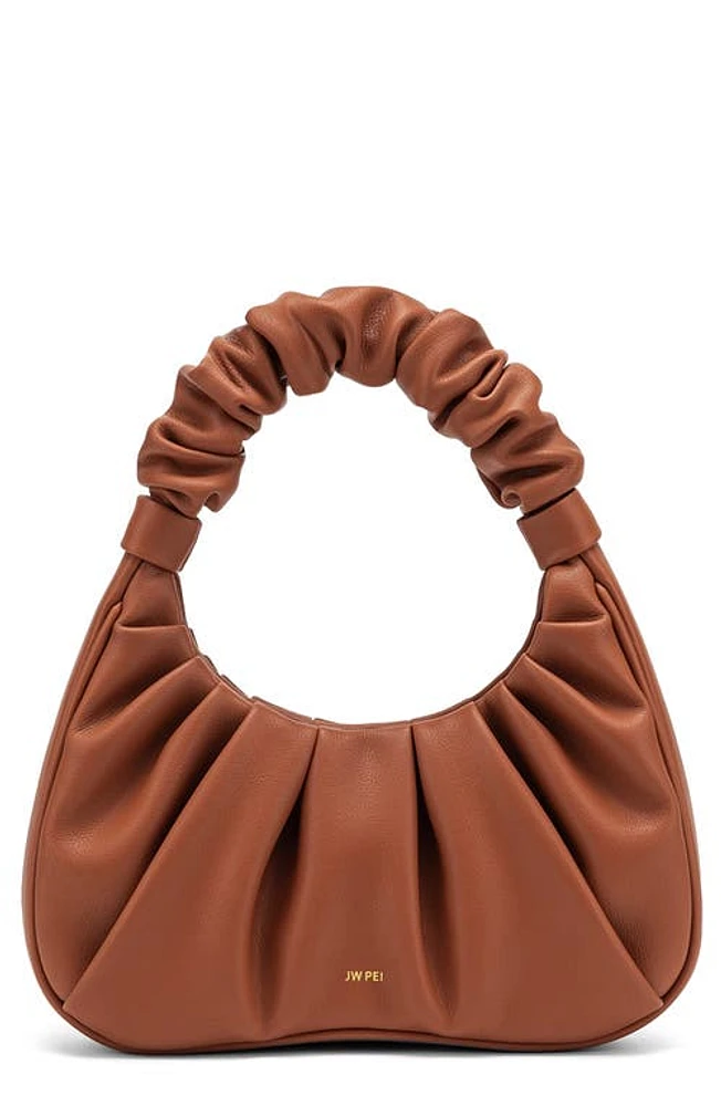 JW PEI Gabbi Ruched Faux Leather Hobo Bag in Nutella at Nordstrom