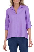 Foxcroft Agnes Linen Blend Top at Nordstrom,