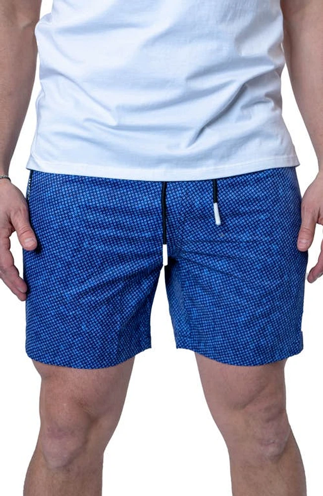 Maceoo Swim Lion Square Dot Trunks Blue at Nordstrom,