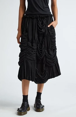 Comme des Garçons Panel Ruched Georgette Midi Skirt Black at Nordstrom,