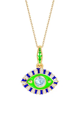 NeverNoT Life in Color Topaz Eye Pendant Necklace in Neon Green at Nordstrom