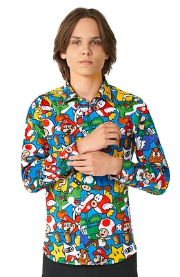 OppoSuits Kids' Super Mario Dress Shirt Blue at Nordstrom,