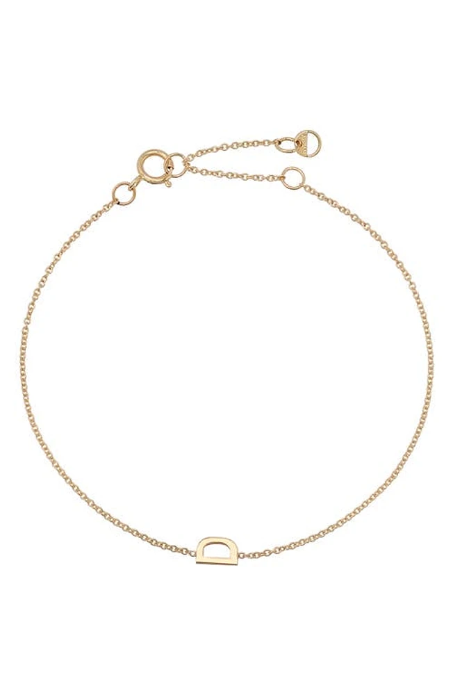 BYCHARI Initial Pendant Bracelet in 14K Yellow Gold-D at Nordstrom