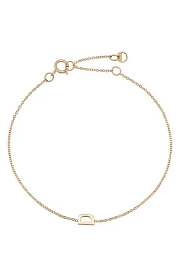 BYCHARI Initial Pendant Bracelet in 14K Yellow Gold-D at Nordstrom