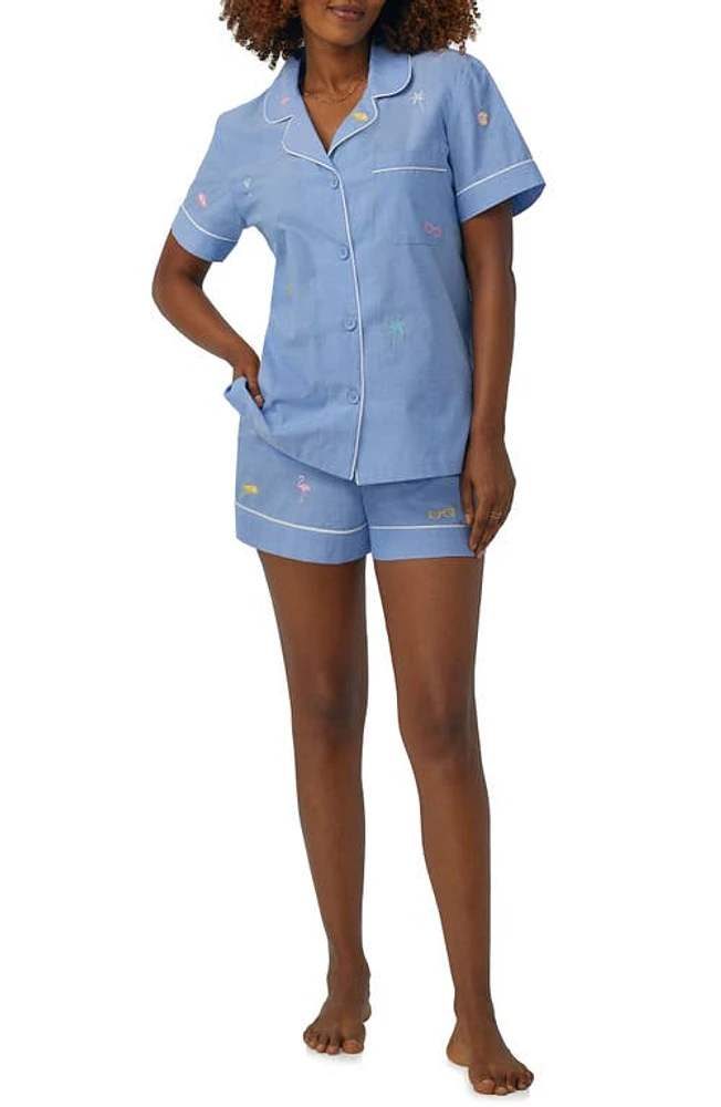 BedHead Pajamas Embroidered Organic Cotton Short Chambray at Nordstrom,