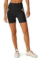 Beyond Yoga Space Dye Bike Shorts Darkest Night/Birch at Nordstrom,