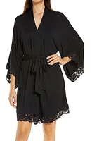 Eberjey Naya Lace Trim Jersey Knit Robe at Nordstrom,