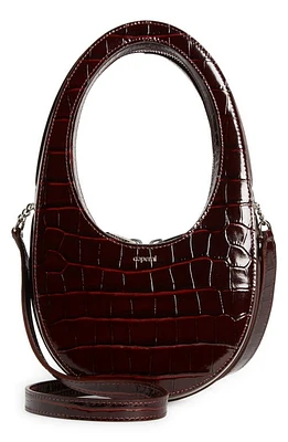 Coperni Mini Swipe Croc Embossed Leather Top Handle Bag in Brown at Nordstrom