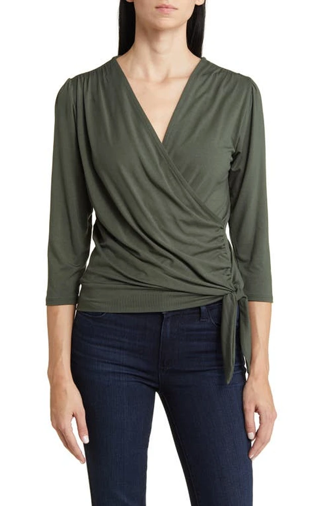 Loveappella Faux Tie Wrap Top at Nordstrom,