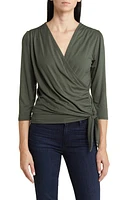 Loveappella Faux Tie Wrap Top at Nordstrom,