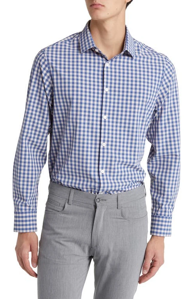 Mizzen+Main Leeward Trim Fit Madison Gingham Check Performance Button-Up Shirt Blue at Nordstrom,