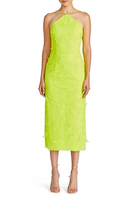 ML Monique Lhuillier Kayla Tulle Midi Dress Citron at Nordstrom,