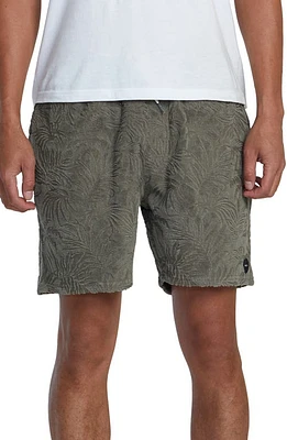 RVCA Palms Down Terry Cloth Jacquard Shorts Mushroom at Nordstrom,