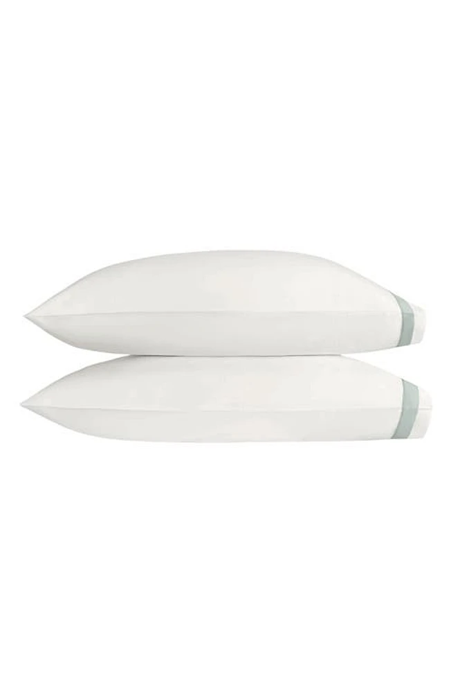 Matouk Ambrose Set of 2 600 Thread Count Egyptian Cotton Pillowcases in Bone/Celadon at Nordstrom