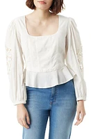 Sam Edelman Lainey Lace Accent Cotton Peplum Top at Nordstrom,