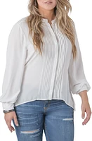 Standards & Practices Trisha Tuxedo Front Chiffon Blouse White at Nordstrom,