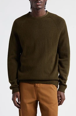 Sunspel Lambswool Crewneck Sweater Dark Olive at Nordstrom,