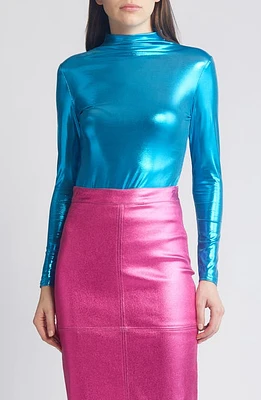 NIKKI LUND Liquid Metallic Mock Neck Top at Nordstrom,