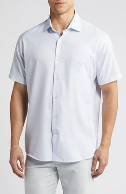 Peter Millar Bloques Print Performance Poplin Short Sleeve Button-Up Shirt at Nordstrom,