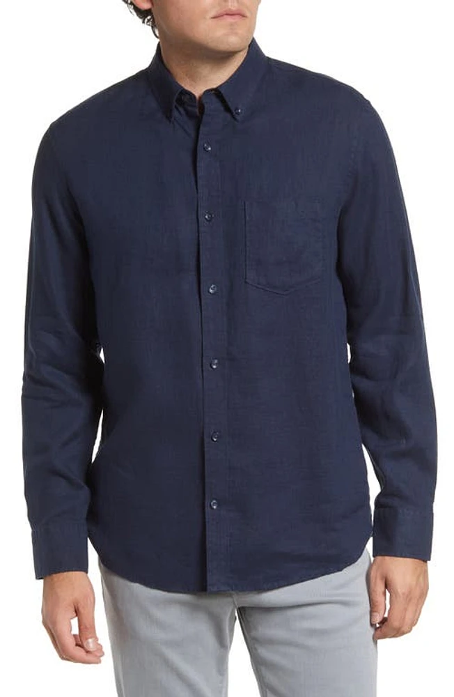 Nordstrom Trim Fit Solid Linen Button-Down Shirt at Nordstrom,