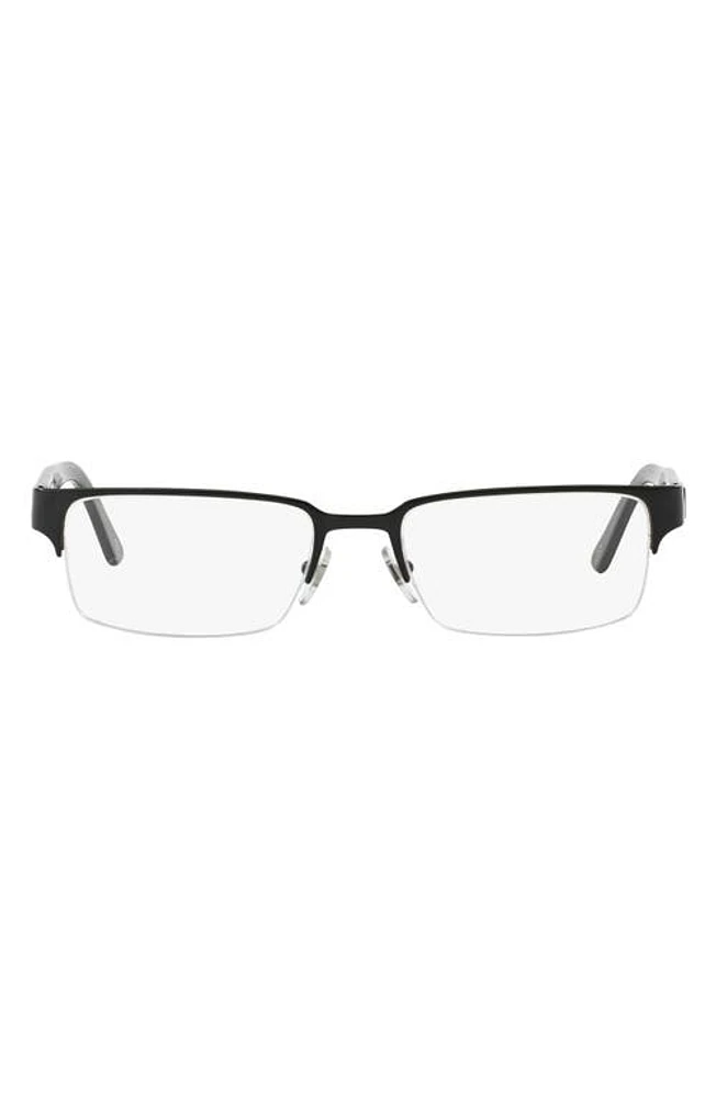 Versace 53mm Rectangle Optical Glasses in Matte Black at Nordstrom