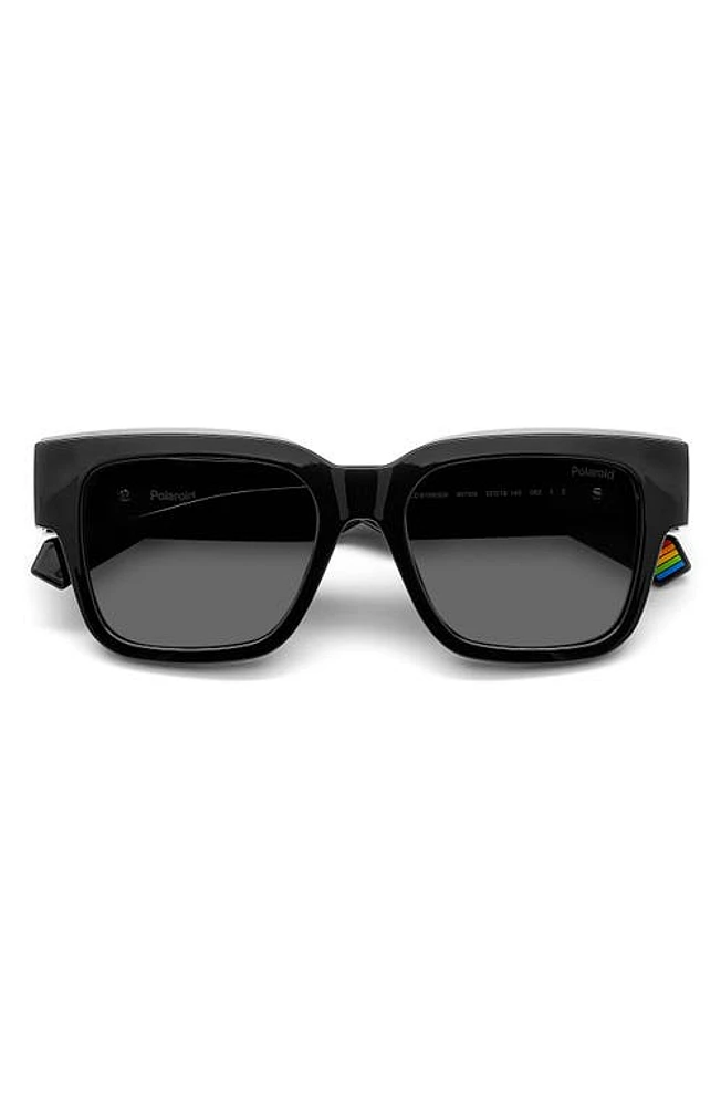 Polaroid 52mm Polarized Square Sunglasses in Black/Gray Polarized at Nordstrom