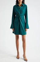 Cinq à Sept McKenna Front Twist Long Sleeve Mini Shirtdress at Nordstrom,