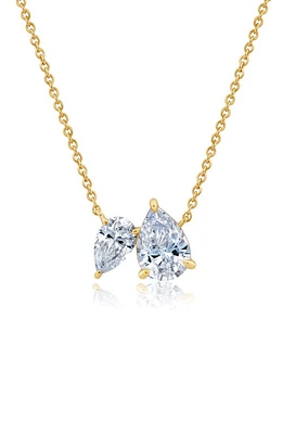 Crislu Up & Down Pear Cut Cubic Zirconia Pendant Necklace in Gold at Nordstrom, Size 16